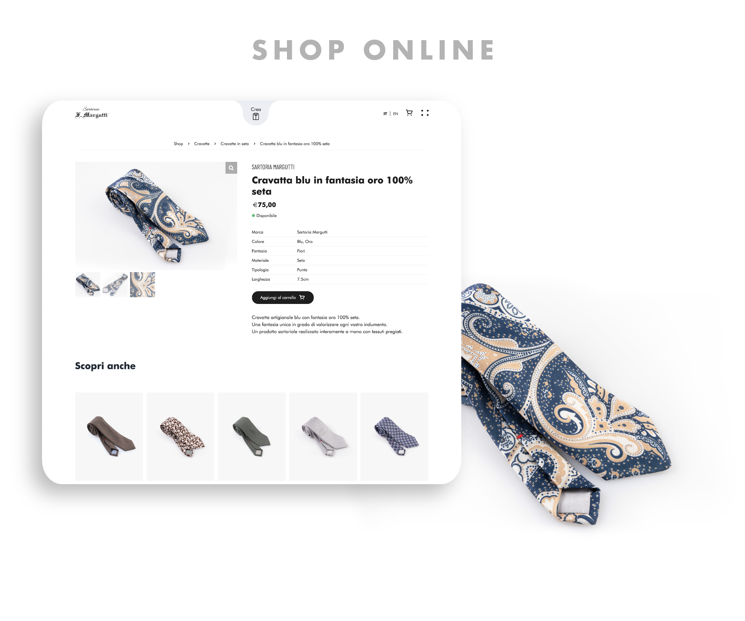 Sito Ecommerce della sartoria per prodotti artigianali