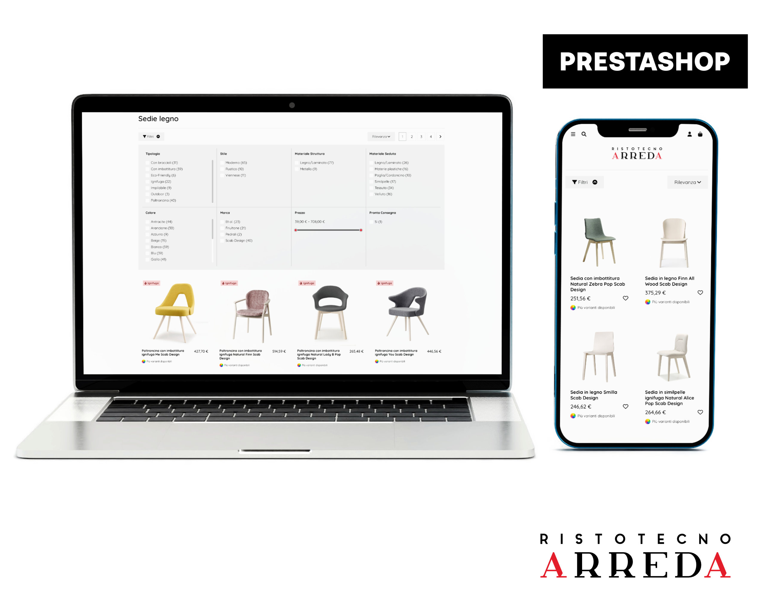 Versione Desktop e Mobile di Ristotecno Arreda Ecommerce B2B